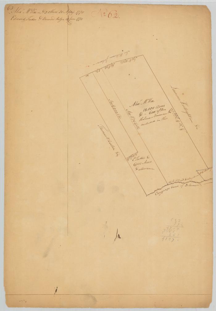 Survey of land for Alex Mckee, 18,000 acres and Edward Tudor, 6,000 acres. 1770. Map #663