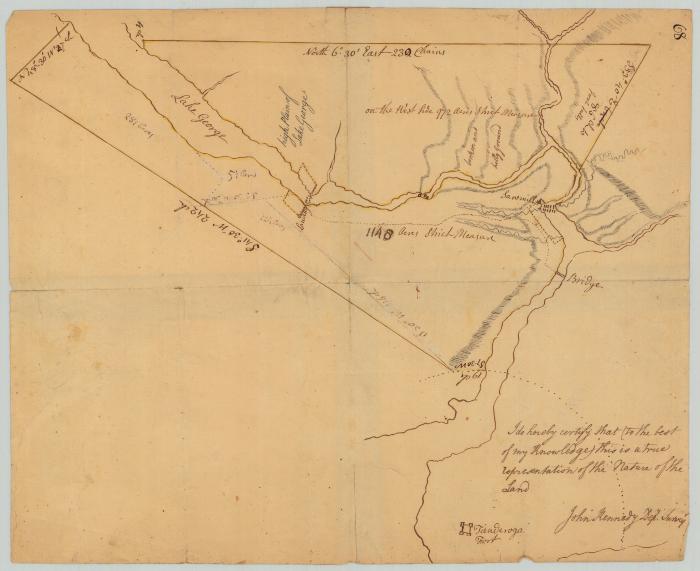 Map of lands adjoining Lake George near Fort Ticonderoga. Map #673