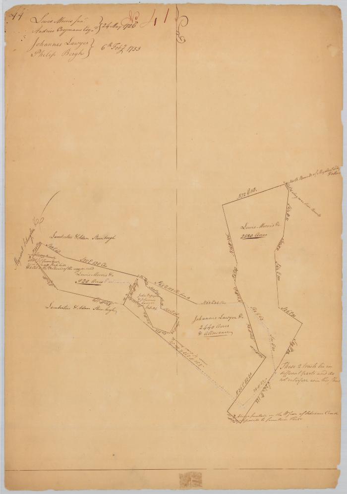 Survey of land for Lewis Morris, Johanis Lawyer and others. Map #641