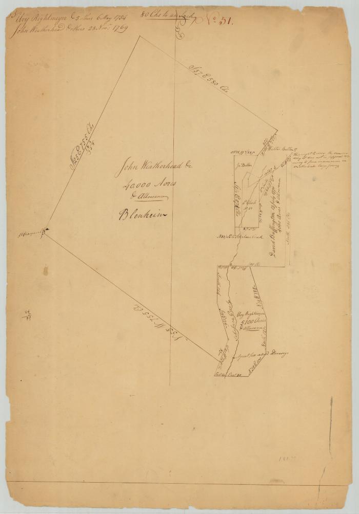 Survey of land for John Weatherhead, Blenheim, Ury Rightmeyer and others. Map #651