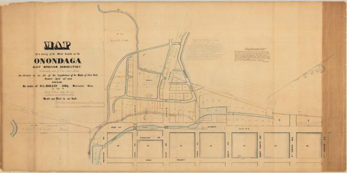 Map of a survey of State Lands on the Onondaga Salt Springs Reservation. Map #435