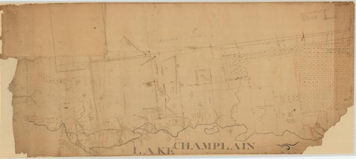 Map of lands adjoining Lake Champlain in Clinton and Essex Counties. Map #428