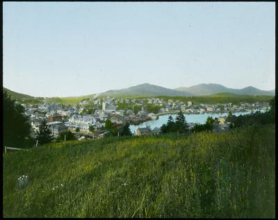 View Northeast over Lake Flower and the Village of Saranac Lake, Mount Baker in Distance