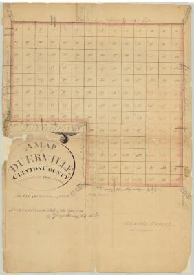 Map of Duerville, Clinton county; 37,800 acres and subdivisions. Map #764