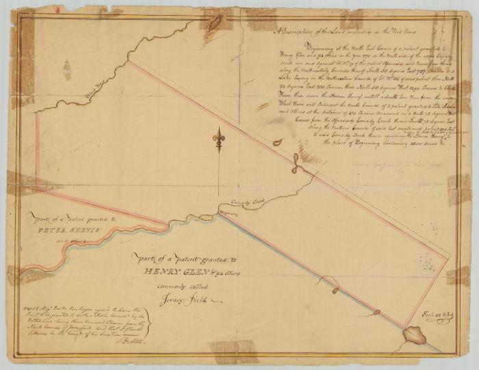 Part of Remsenburg Patent, 48,000 acres north of Jerseyfield. Henry Glen and 94 others. Map #734