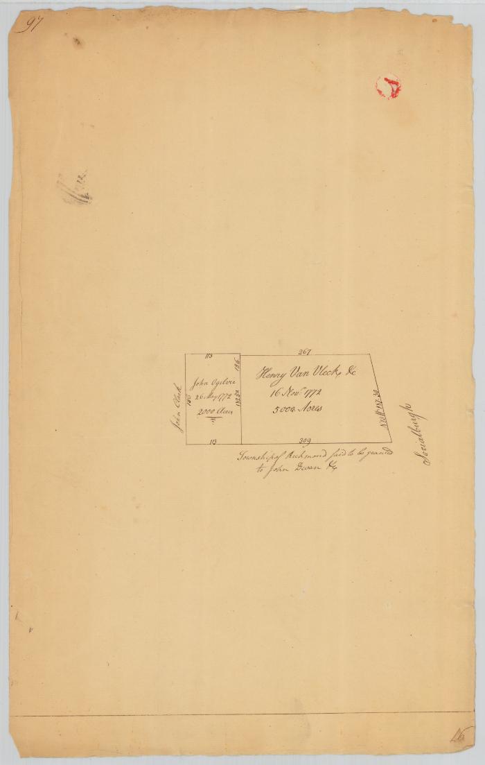 Survey of land for Henry Van Vleck, 5000 acres and John Ogilvie, 2000 acres. Map #712