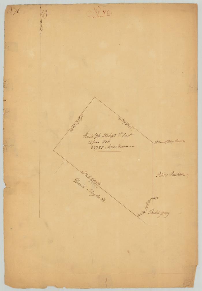 Survey of land for Rudolph Staley's second tract. 1733. Map #686