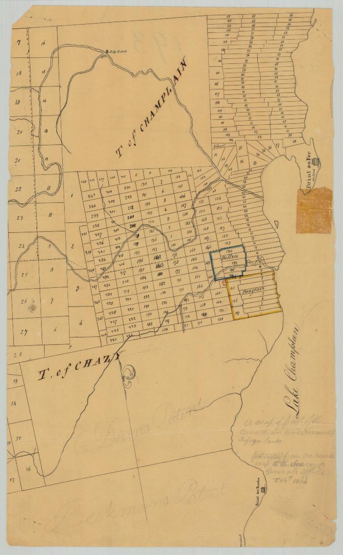 Part of Canadian Refugee Lands on Lake Champlain, Clinton county. Map #825A