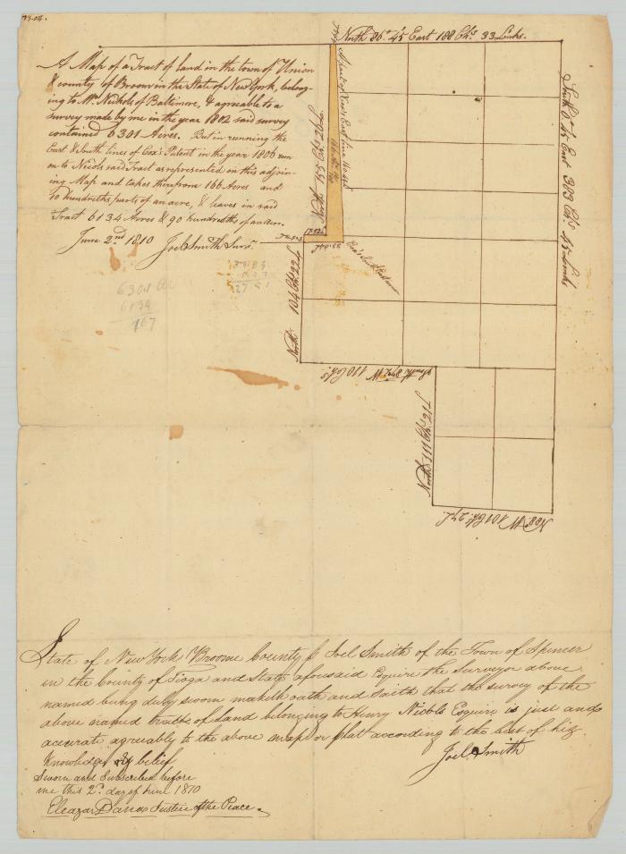 Map showing overlap of Nichols' and Coxe's Patents. Map #821