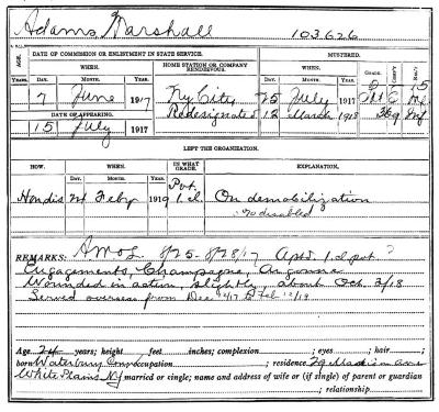 National Guard Muster Roll Abstract for World War I. Volume 38, Section A: Adams, Marshall