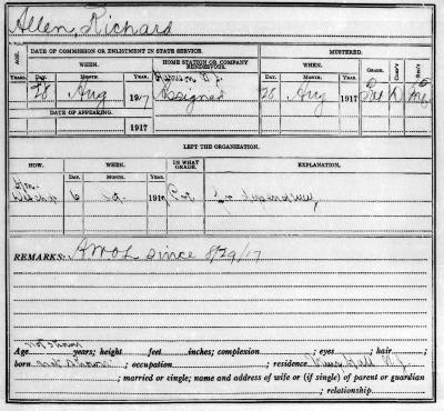 National Guard Muster Roll Abstract for World War I. Volume 38, Section A: Allen, Richard