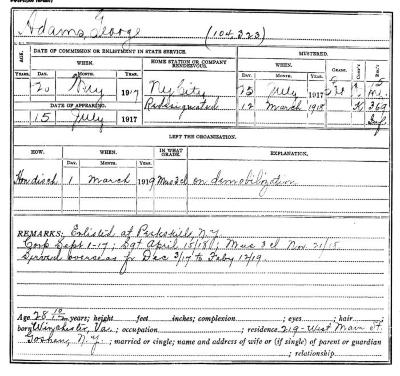 National Guard Muster Roll Abstract for World War I. Volume 38, Section A: Adams, George