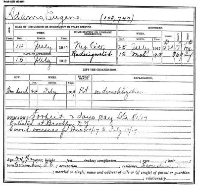 National Guard Muster Roll Abstract for World War I. Volume 38, Section A: Adams, Eugene