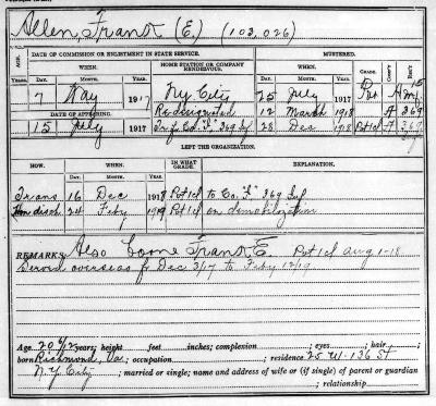 National Guard Muster Roll Abstract for World War I. Volume 38, Section A: Allen, Frank