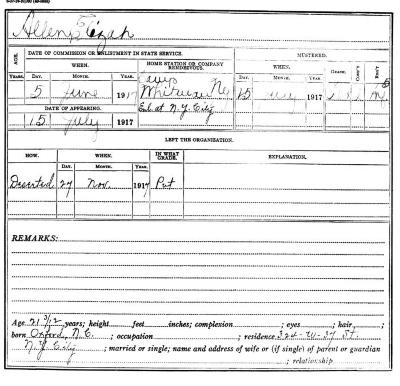 National Guard Muster Roll Abstract for World War I. Volume 38, Section A: Allen, Elijah