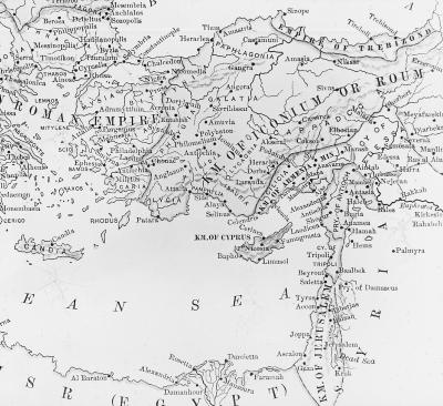 Historical Map of Asia Minor about 1086, Showing Kingdom of Iconium