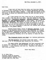 American Defense Society Letter, December 4, 1917