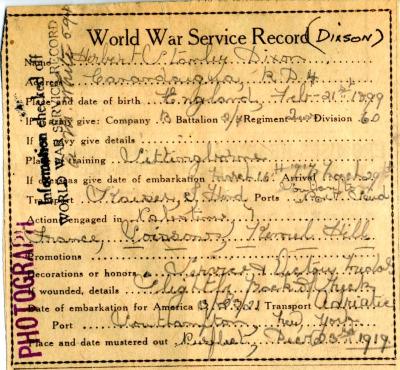 Herbert Stanley Dixson Service Record