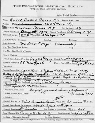 Rufus Baker Crain Service Record