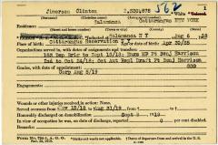 World War I military service abstract for Clinton Jimerson, Army service number 2530878