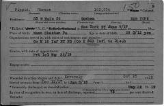 World War I military service abstract for Horace Pippin, Army service number 03722930 Service Record