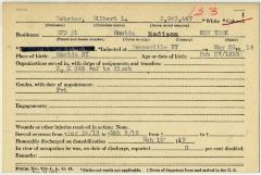 World War I military service abstract for Gilbert L. Webster, Army service number 2943447