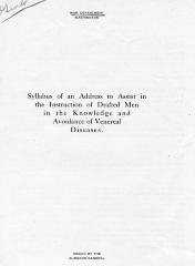 Syllabus of an Address to Assist in the Instruction of Drafted Men in the Knowledge and Avoidance of Venereal Diseases