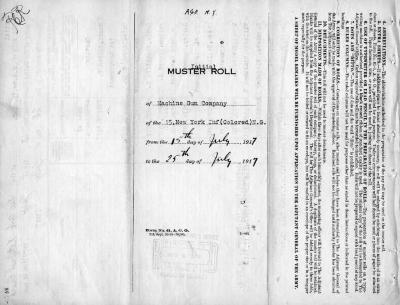 15th Regiment: Initial Muster Roll of Machine Gun Company, New York Infantry, Camp Whitman, July 15 - 25, 1917, pp. 1-7.