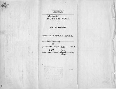 15th Regiment: Initial Muster Roll of Detachment, New York City, July 15 - July 29, 1917, pp. 1-4.