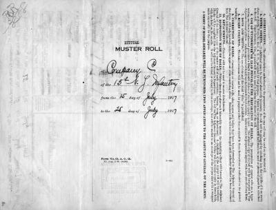 15th Regiment: Initial Muster Roll of Company C, NY Infantry, Camp Whitman, July 15 - 25, 1917, pp. 1-10.