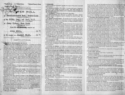 15th Regiment: Muster Roll of Field and Staff, New York City,  July 25 - August 31, 1917, pp. 1-3.
