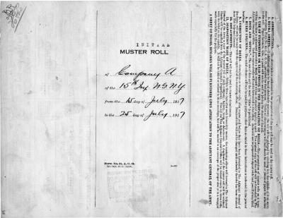 15th Regiment: Initial Muster Roll of Company A, Camp Whitman, July 15 - 25, 1917, pp. 1-10.