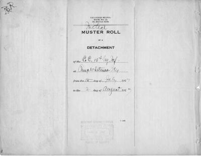 15th Regiment: Initial Muster Roll of Detachment of Company C, Camp Whitman, New York,  July 15 - August 2, 1917, pp. 1-4.