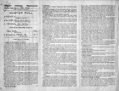 15th Regiment: Muster Roll of Company D, Harrison, New Jersey,  July 25 - August 31, 1917, pp. 1-8.