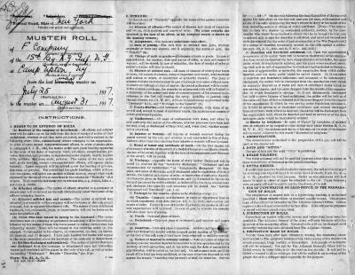 15th Regiment: Muster Roll of Company F, Camp Upton, New York,  July 25 - August 31, 1917, pp. 1-11.