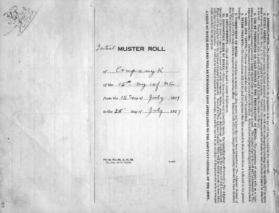 15th Regiment: Initial Muster Roll of Company K, NY Infantry, Camp Whitman, July 15 - 25, 1917, pp. 1-10.