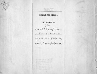 15th Regiment: Initial Muster Roll of a Detachment of Company K, NY Infantry, Camp Whitman, N.Y., July 15 - 29, 1917, pp. 1-4.