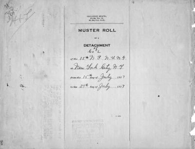 15th Regiment: Initial Muster Roll of  Company L, NY Infantry, Camp Whitman, N.Y., July 15 - 25, 1917, pp. 1-4.