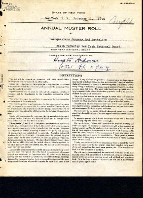 Annual Muster Roll of Headquarters Company 2nd Battalion, 369th Infantry