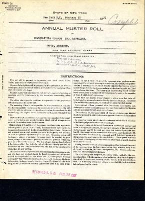 Annual Muster Roll of Headquarters Company 2nd Battalion, 369th Infantry