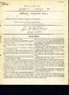 Annual Muster Roll of 2nd Battalion Headquarters Company, 369th Infantry