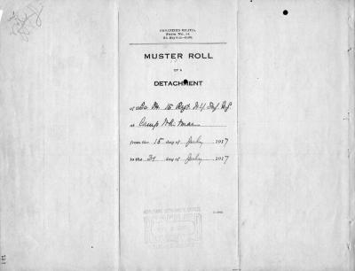 15th Regiment: Muster Roll of a Detachment of Company M, NY Infantry, Camp Whitman, N.Y., July 15 - 31, 1917, pp. 1-4.