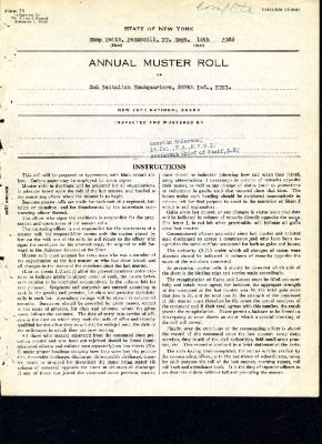 Annual Muster Roll of 2nd Battalion Headquarters, 369th Infantry