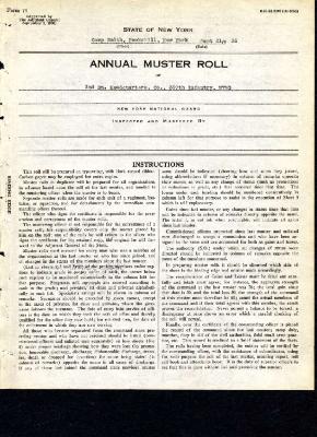 Annual Muster Roll of 2nd Battalion Headquarters Company, 369th Infantry