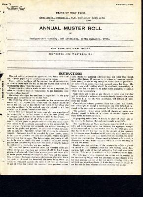 Annual Muster Roll of 2nd Battalion Headquarters Company, 369th Infantry