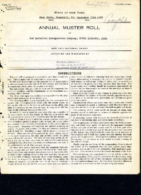 Annual Muster Roll of 2nd Battalion Headquarters Company, 369th Infantry