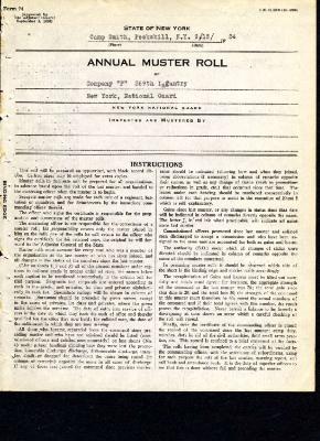 Annual Muster Roll of Company F, 369th Infantry