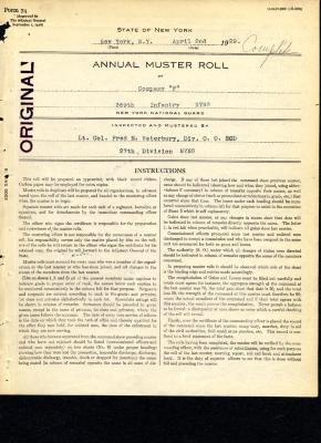 Annual Muster Roll of Company F, 369th Infantry