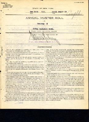 Annual Muster Roll of Company H, 369th Infantry