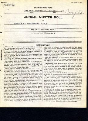 Annual Muster Roll of Company H, 369th Infantry